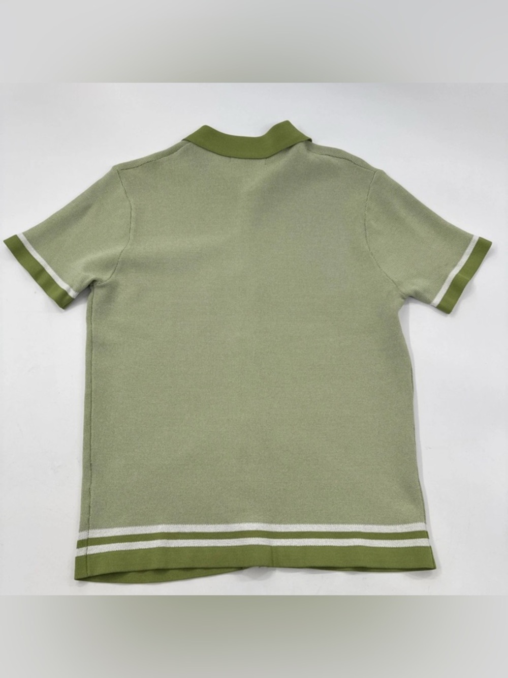 PJ Paul Jones Knit Polo Shirt Mens Medium Green Textured Retro 70s Style - Picture 5 of 11
